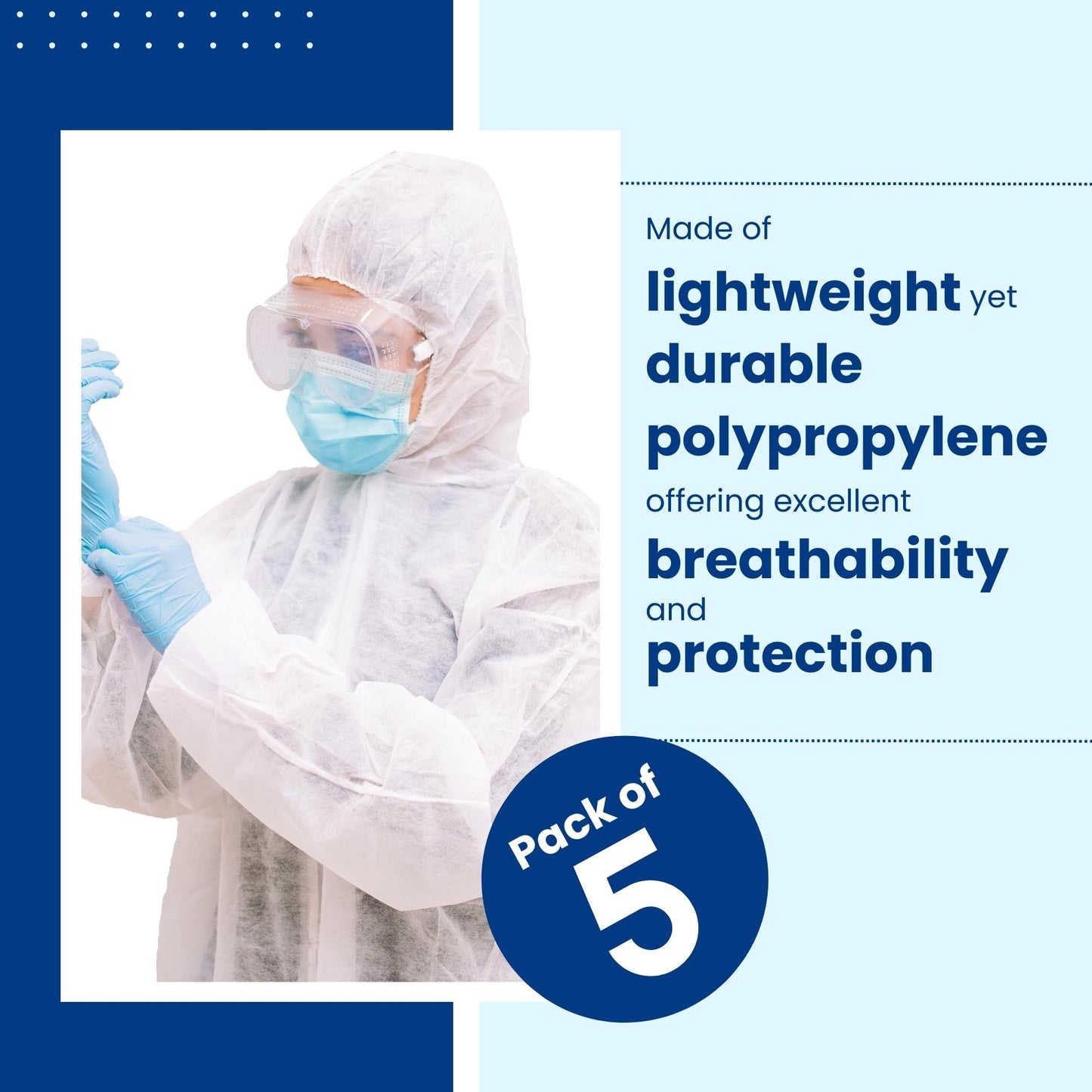 White Disposable Coveralls with Hood, Polypropylene PP Breathable Material, used for Spray Painting and Cleaning Work