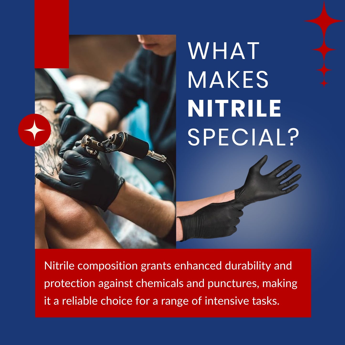 Black Hawk - 5 mils Disposable Nitrile Gloves, Black, Powder Free, Latex Free, Industrial Gloves