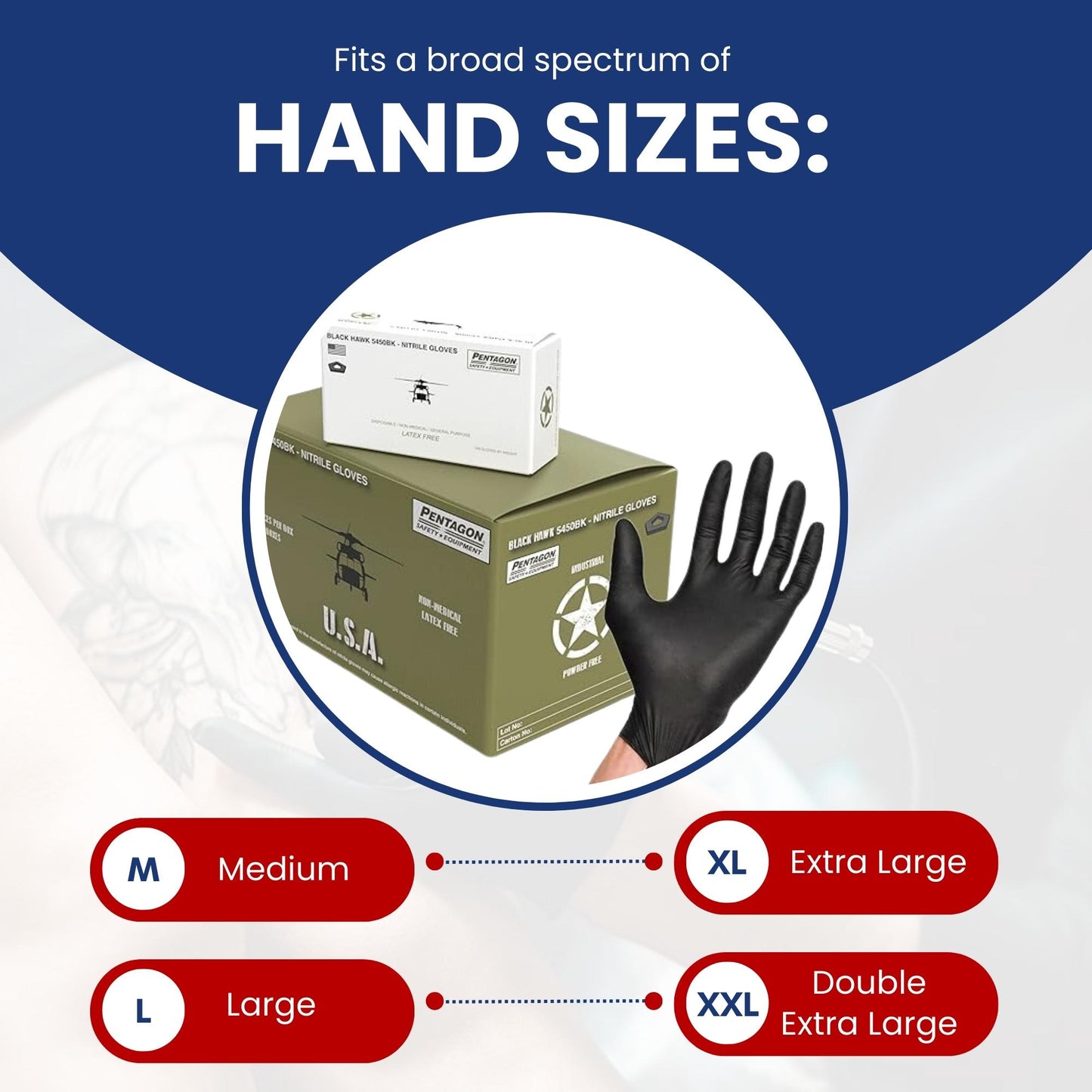 Black Hawk - 5 mils Disposable Nitrile Gloves, Black, Powder Free, Latex Free, Industrial Gloves