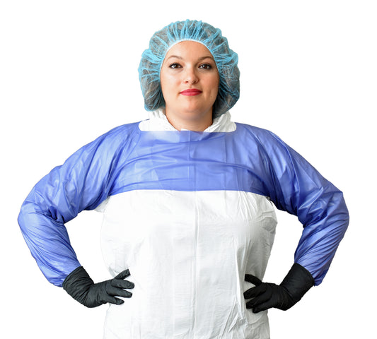 96 pcs - Angel Wings™ - Disposable PVC Thumb-Loop Uni-Sleeve, Protects Arms From Chemicals