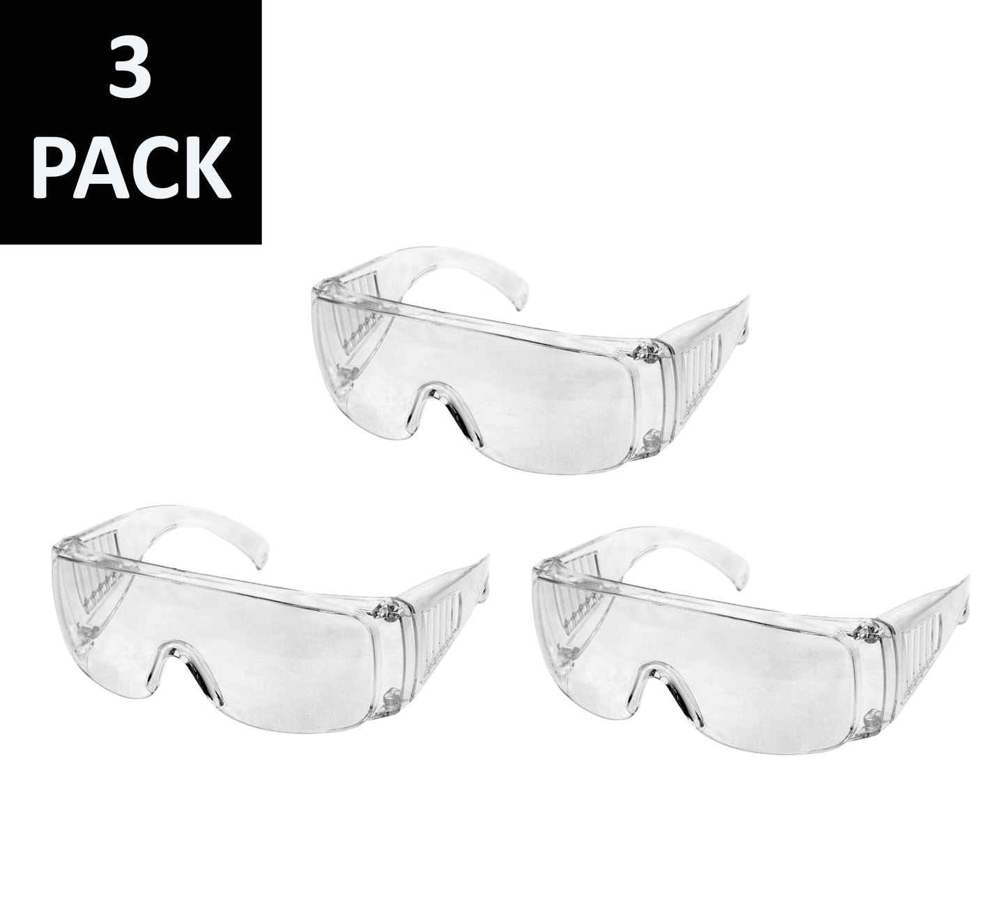 Clear Safety Glasses, Anti-Fog, Scratch Resistant, Fit Over Eyeglasses Goggles, Industrial Grade Protection, Transparent