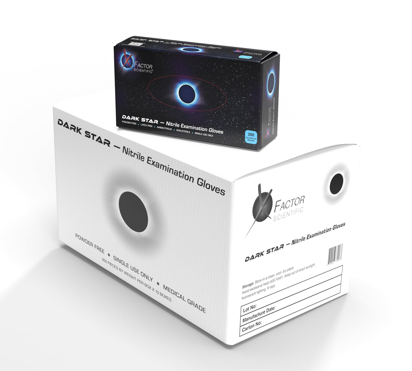 Dark Star Nitrile Examination Gloves - Disposable, Latex and Powder Free, Black Medical Glove, Exam Grade, Tattoo, Lab, Cleaning