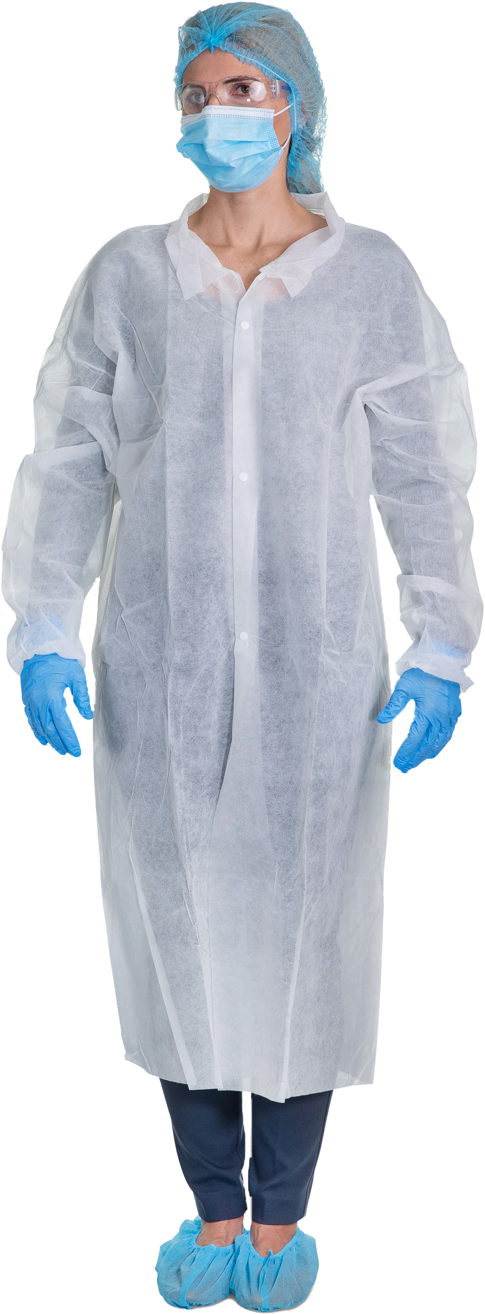 Lab coat on woman