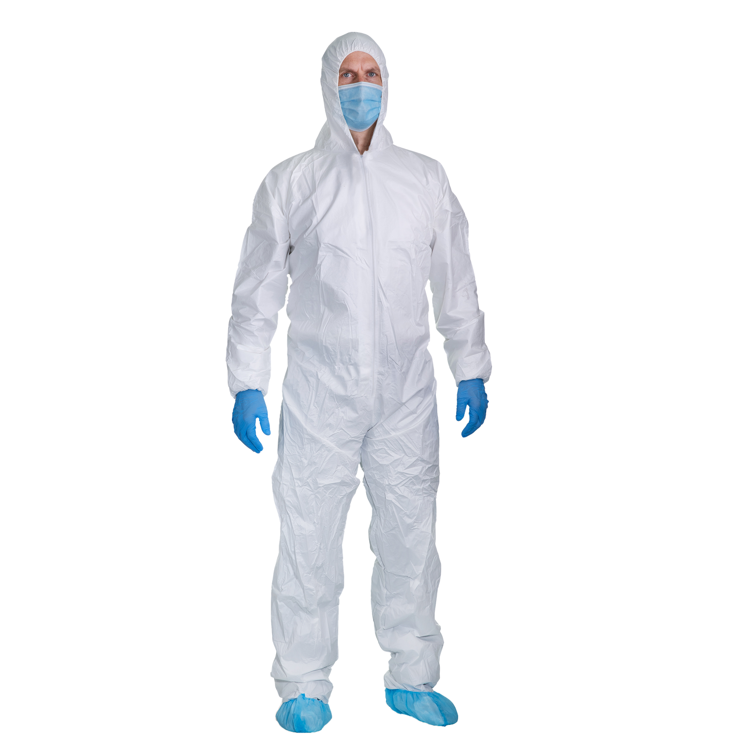 Microporous Protective Tyvek Coverall Suits With Hood Elastic Wrists, Ankles and Waist, Single Zipper, For Painting/Industrial Use