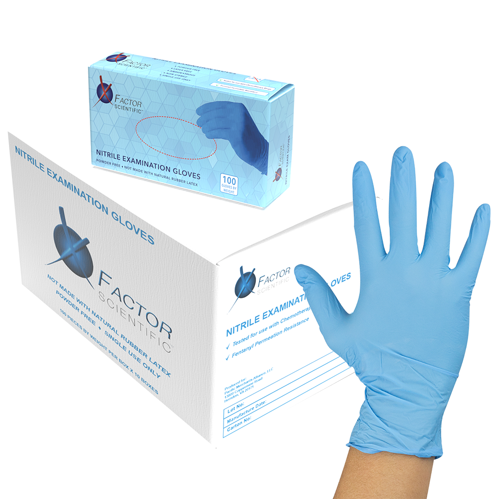 X Factor Exam Grade Nitrile Gloves box and case