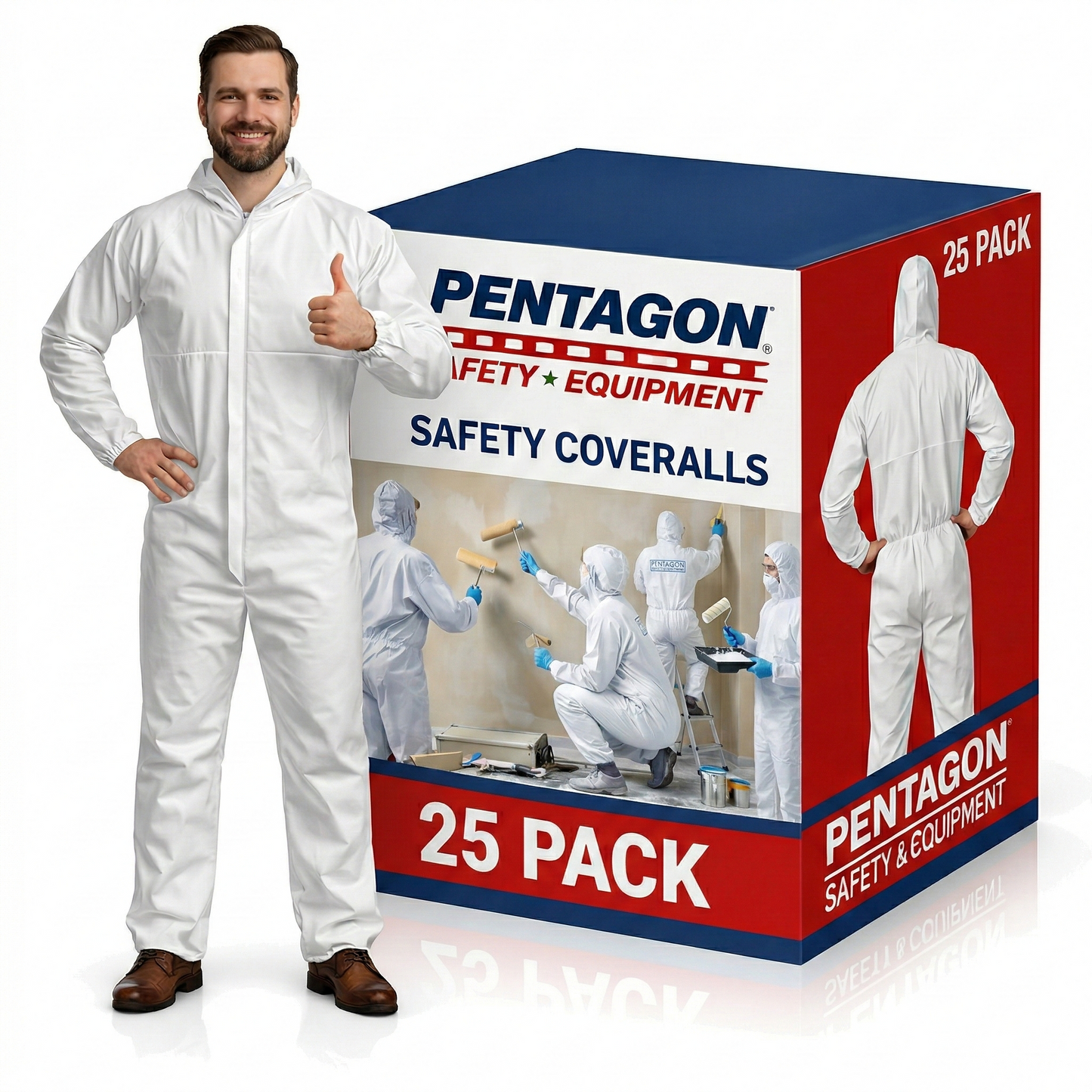 Tyvek Style Coveralls with Hood Breathable 3-Layer PTFE Suits, Elastic at Wrist and Ankles