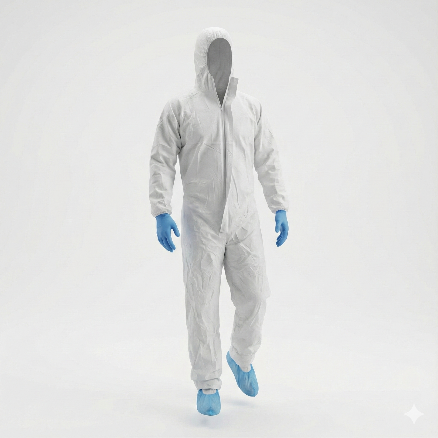 Protective Coveralls with Hood Breathable 3-Layer PTFE Suit for Industrial Use (5 Pack, Large)
