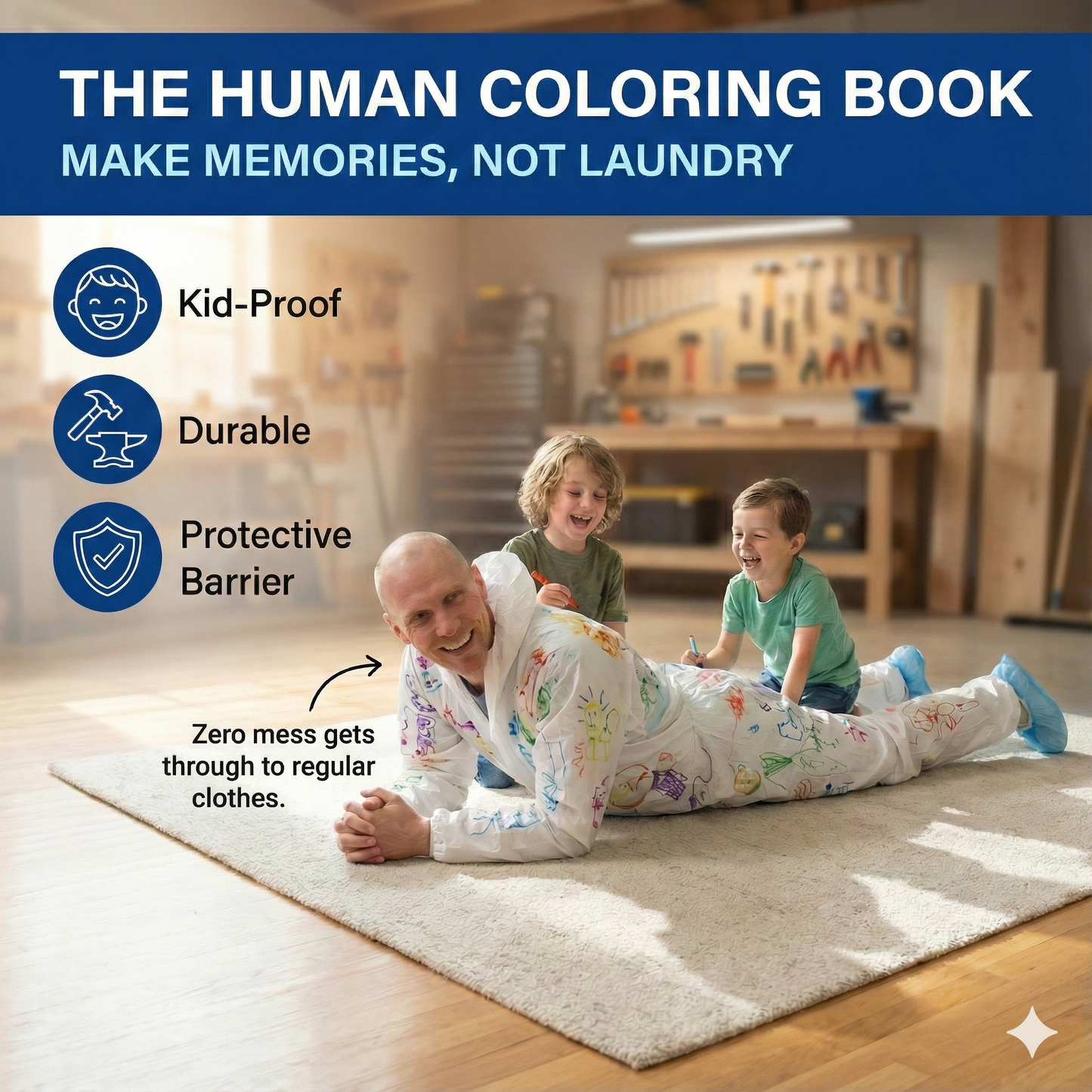 Protective Coveralls with Hood Breathable 3-Layer PTFE Suit for Industrial Use (5 Pack, Large)