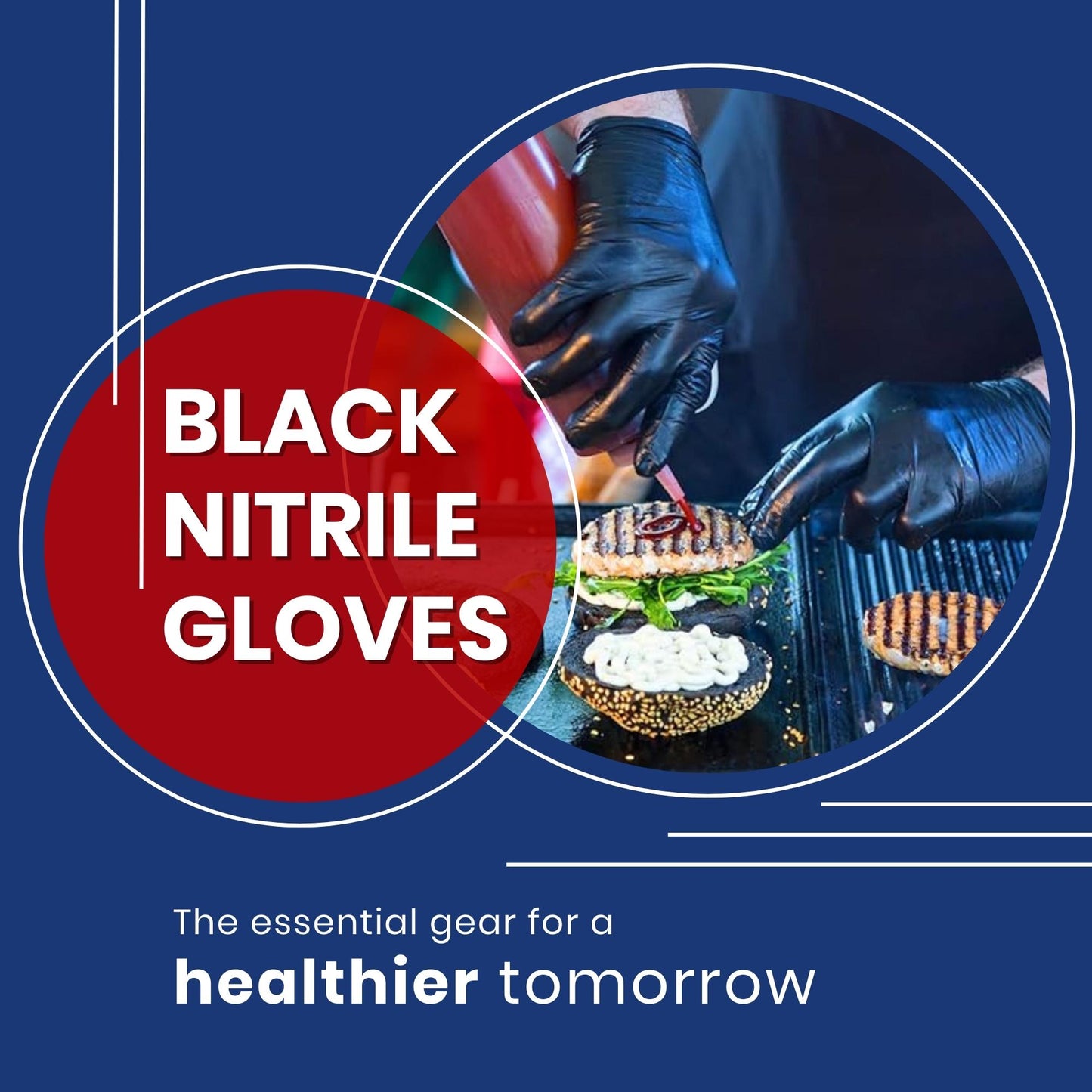 Black Hawk - 5 mils Disposable Nitrile Gloves, Black, Powder Free, Latex Free, Industrial Gloves