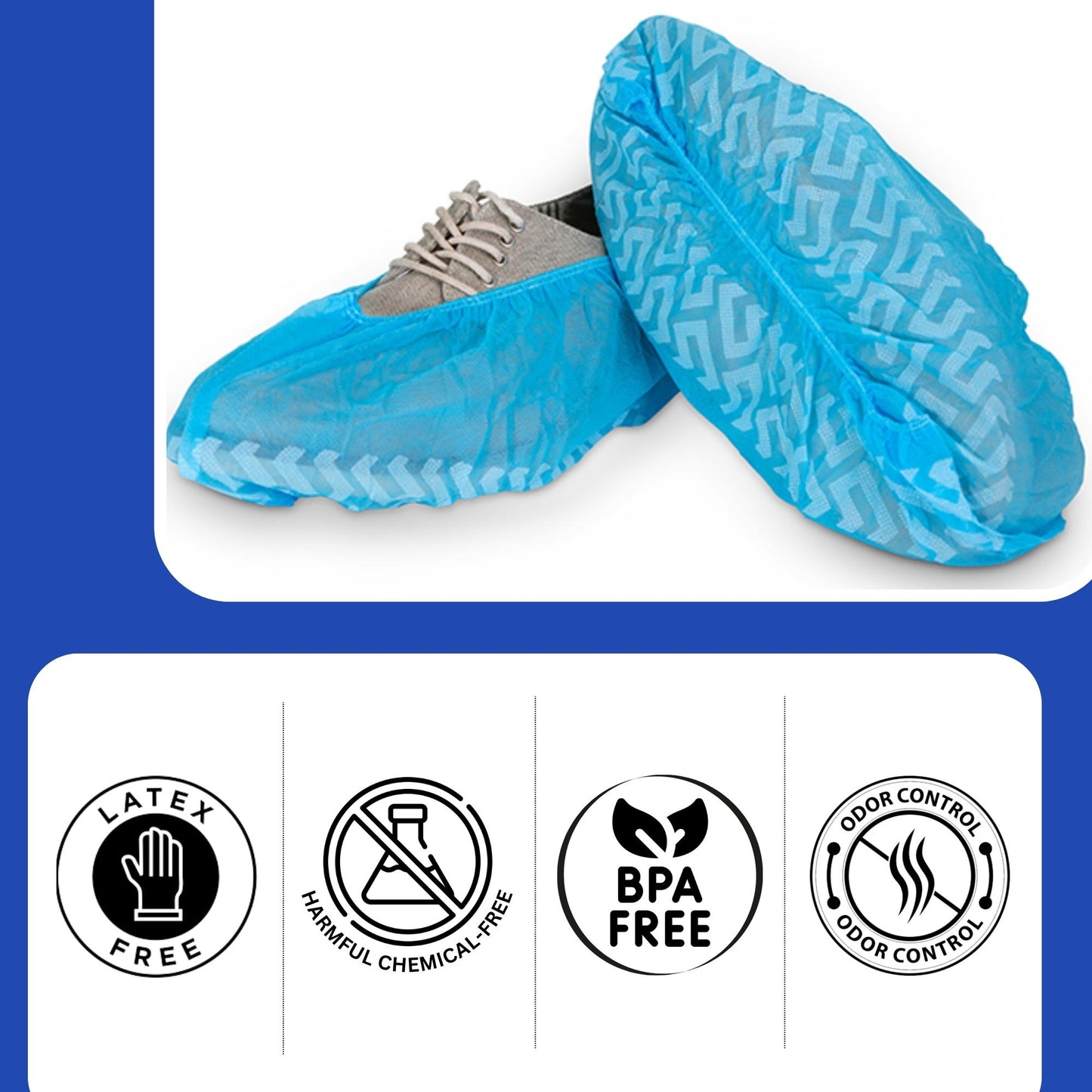 100 pcs - Disposable Anti-Skid Shoe Covers, 40 grams Premium, Tread Protection, Extra Large, Water Resistant, Non-Toxic, 100% Virgin Fabric, Blue