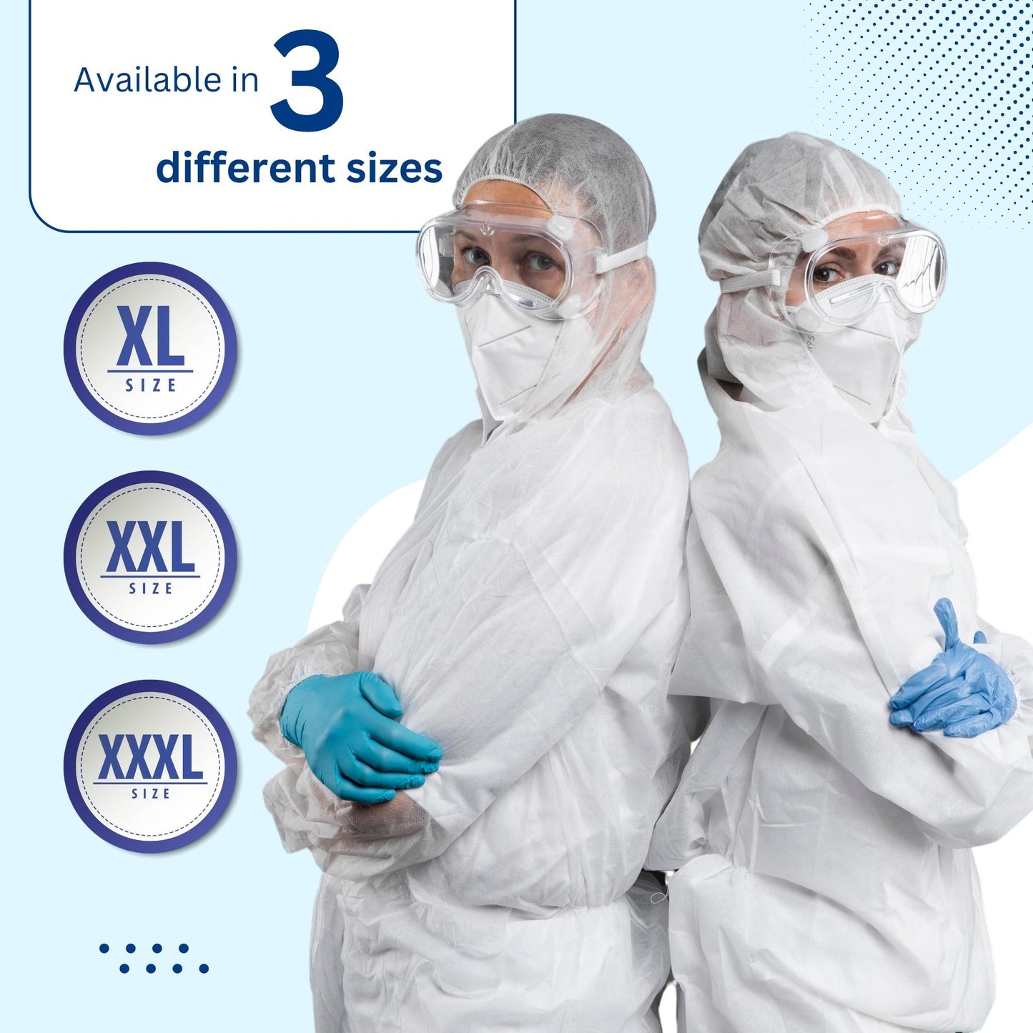 White Disposable Coveralls with Hood, Polypropylene PP Breathable Material, used for Spray Painting and Cleaning Work