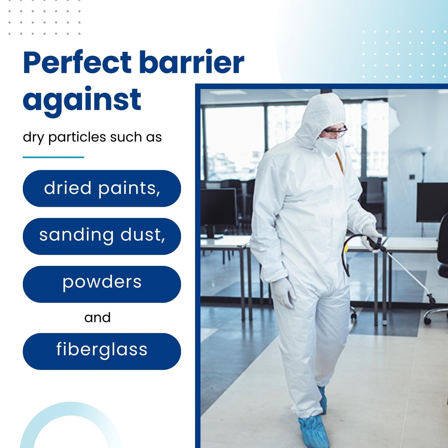 White Disposable Coveralls with Hood, Polypropylene PP Breathable Material, used for Spray Painting and Cleaning Work