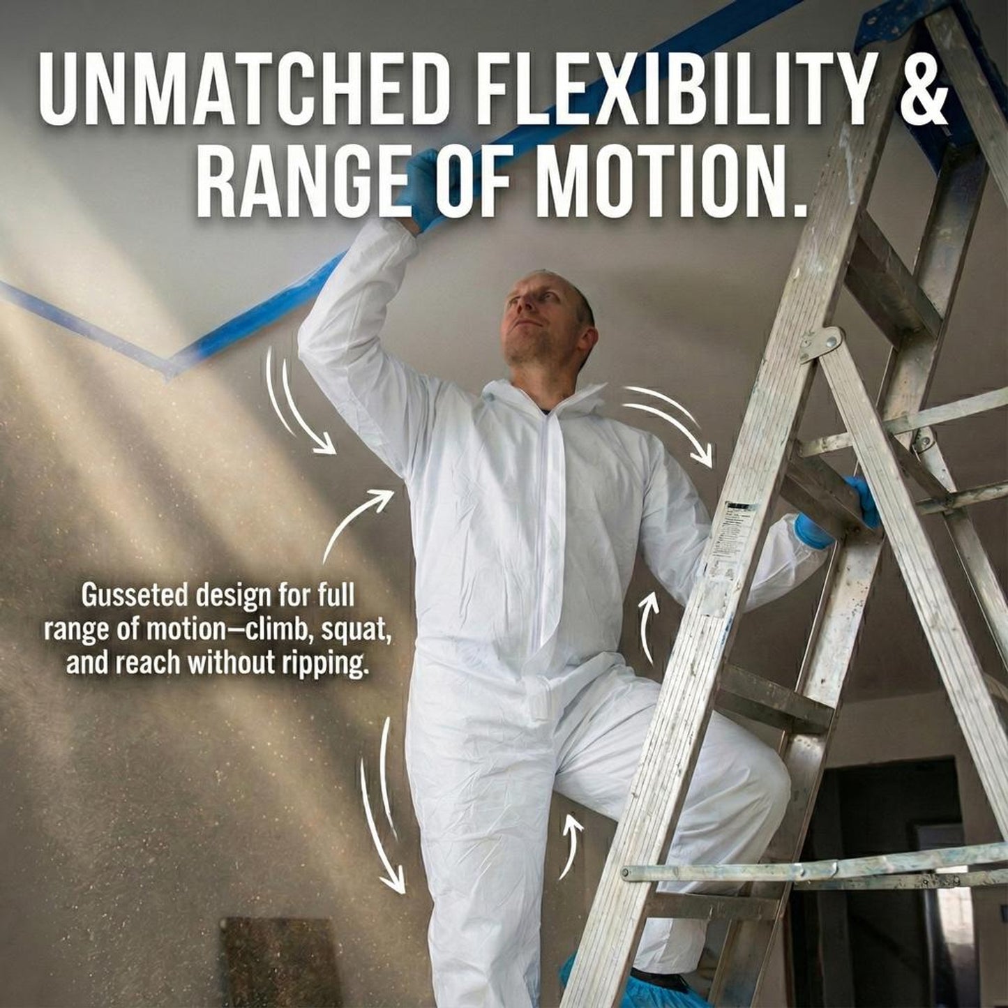 Protective Coveralls with Hood Breathable 3-Layer PTFE Suit for Industrial Use (5 Pack, Large)