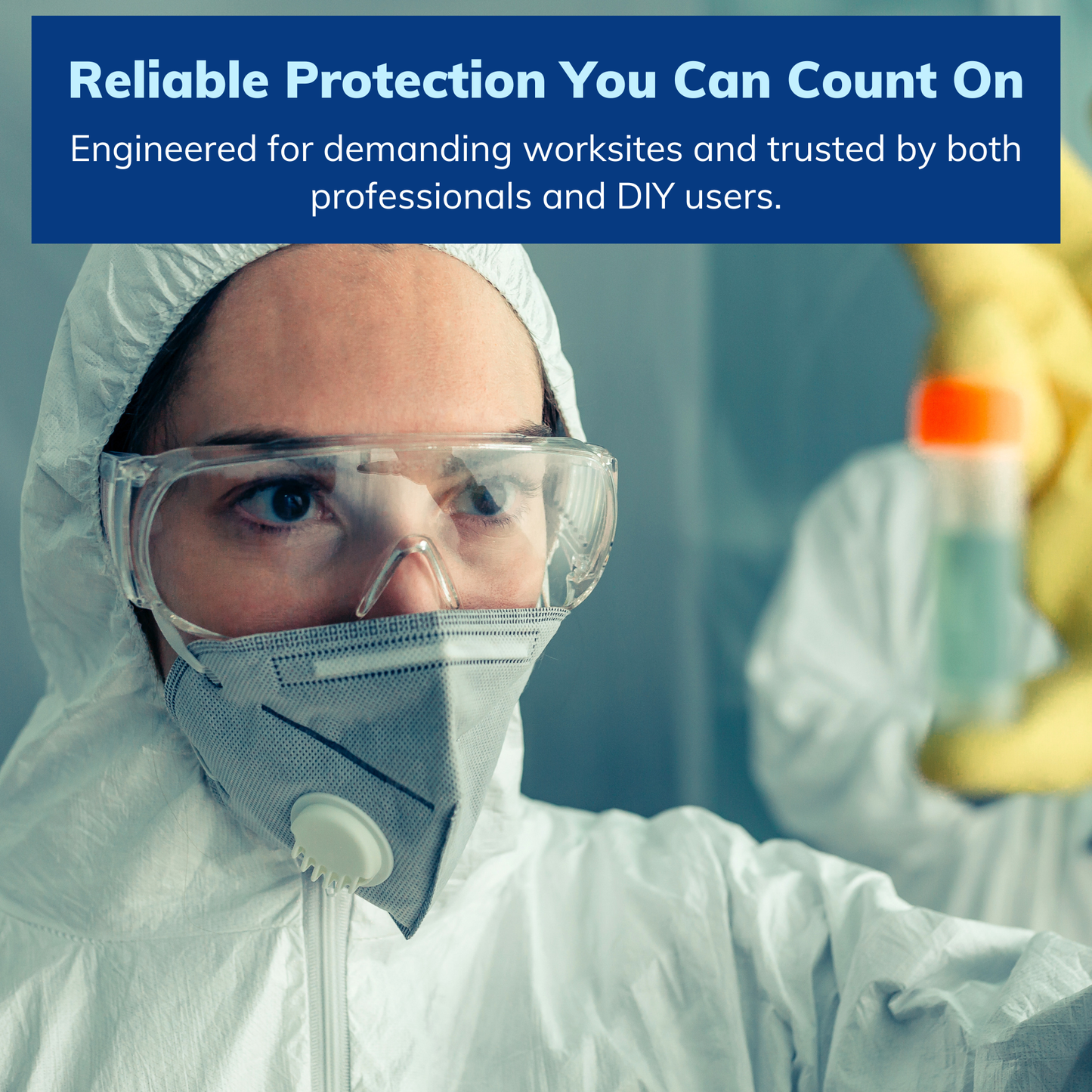 Protective Coveralls with Hood Breathable 3-Layer PTFE Suit for Industrial Use (5 Pack, Large)