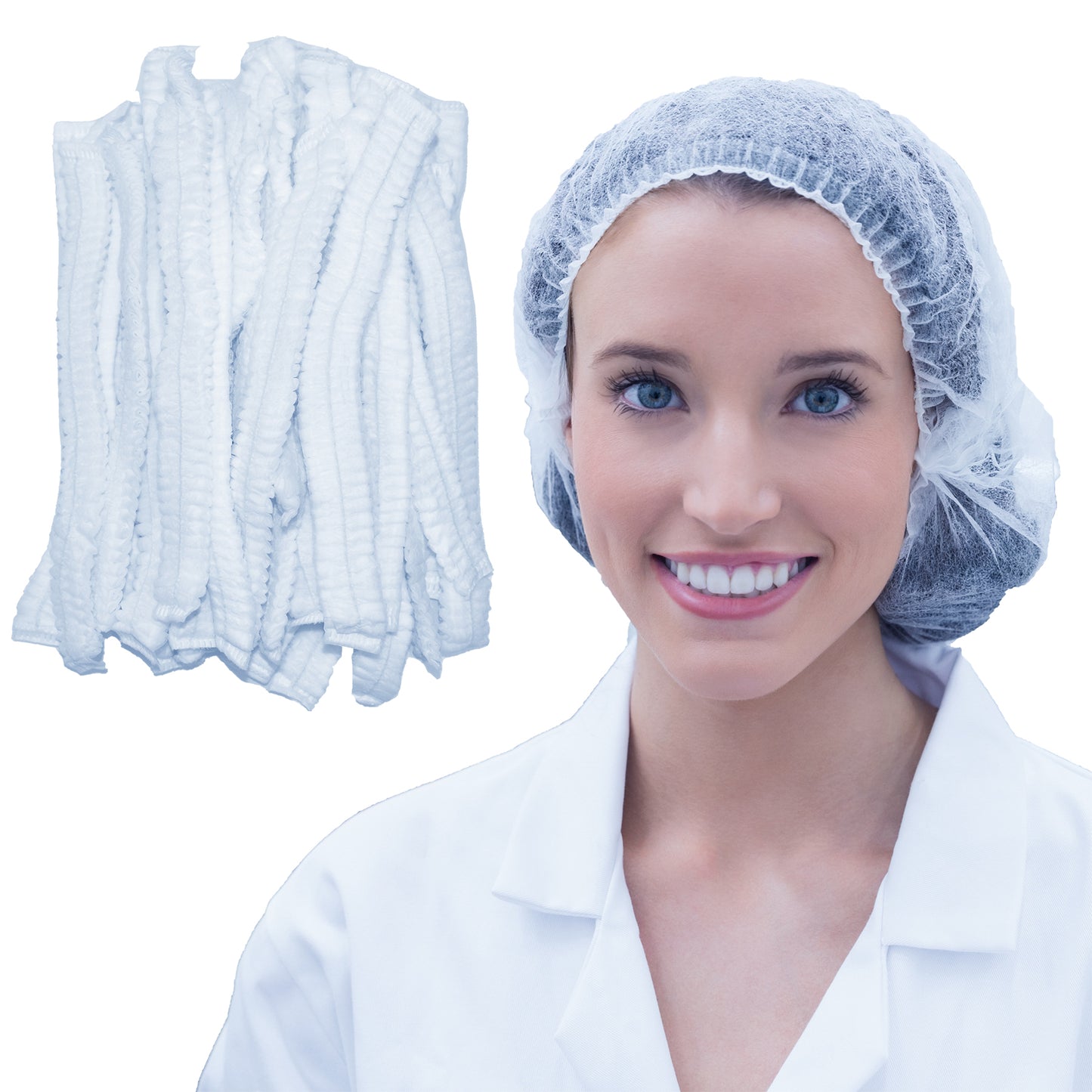 100 Pack - 21" Disposable Bouffant Hair Nets, High Quality Breathable Material, Used in Food Service, Laboratories, Manufacturing, Beauty Salon - 100 Pieces