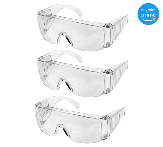 Clear Safety Glasses, Anti-Fog, Scratch Resistant, Fit Over Eyeglasses Goggles, Industrial Grade Protection, Transparent