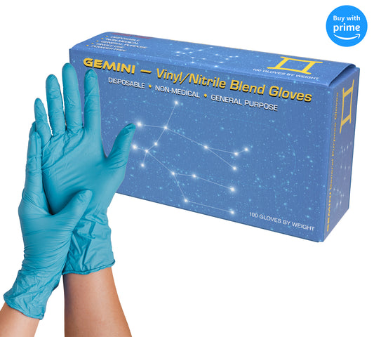 Gemini - Disposable All Purpose Gloves, Blue Synthetic Gloves, Latex Free, Powder Free