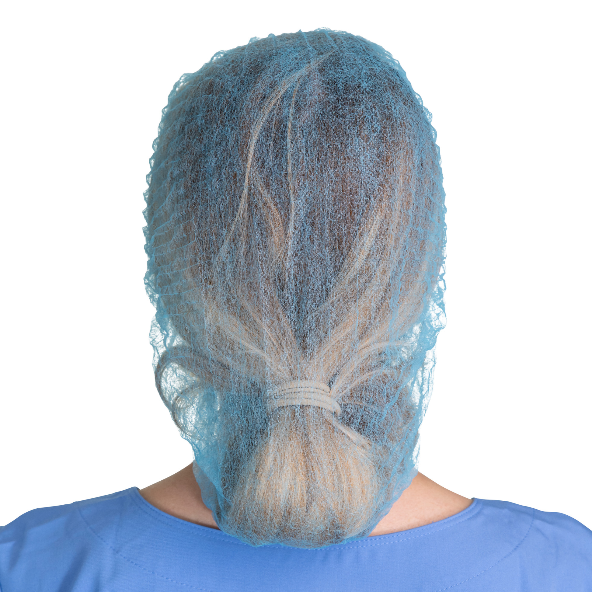 Blue Disposable Bouffant Hair Nets back side