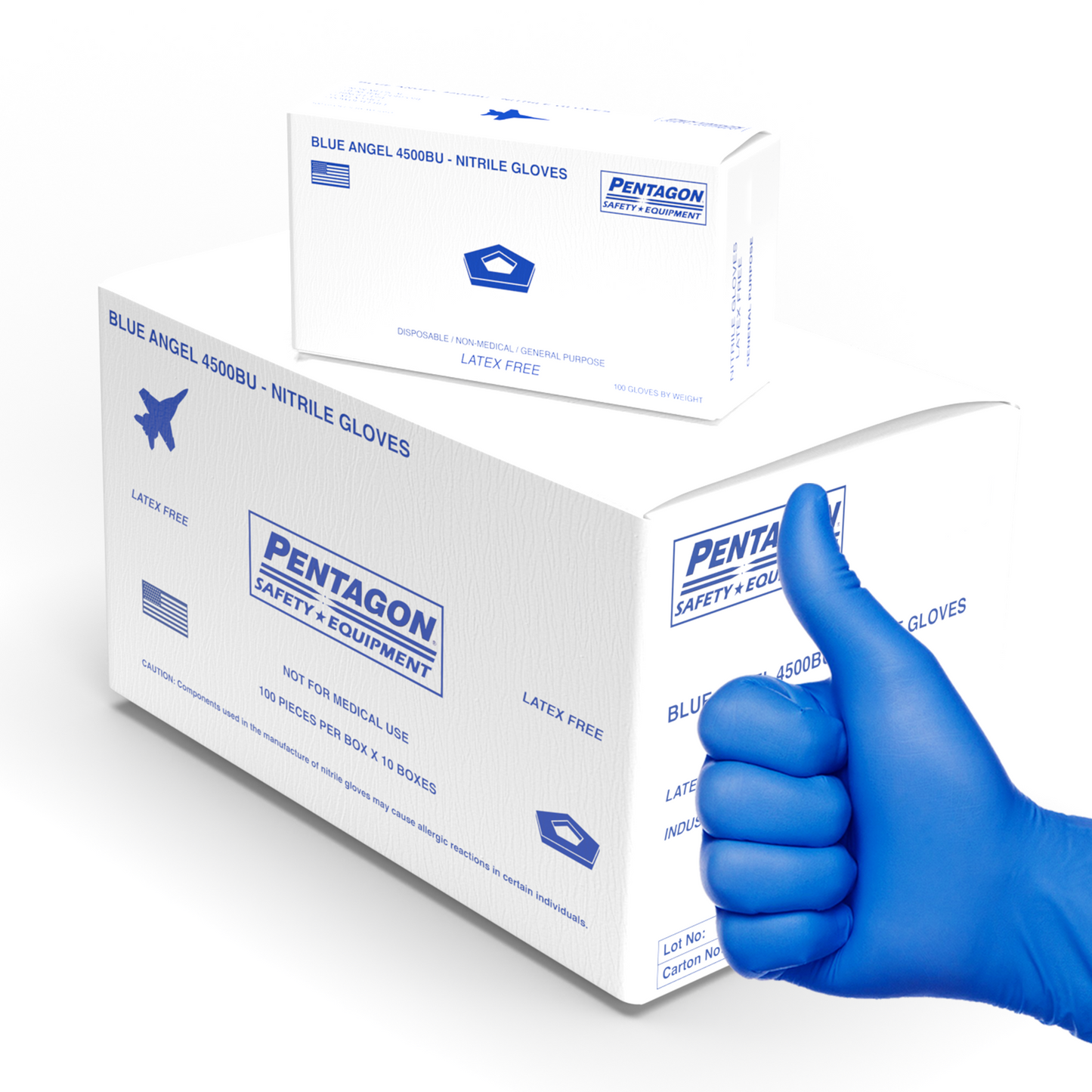 Blue Angel - 5 mils Disposable Gloves, Latex Free, Powder Free, Industrial Nitrile Gloves