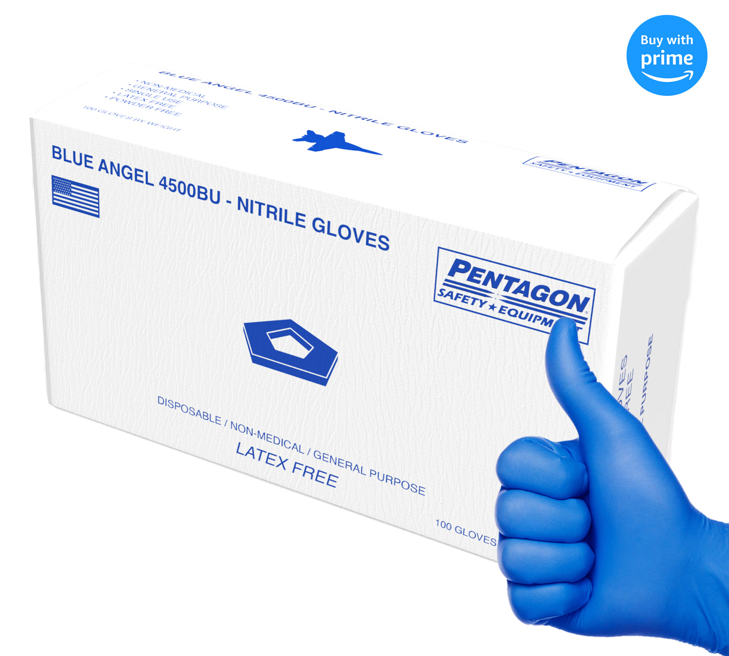 Blue Angel - Disposable Gloves Latex Free Powder Free Industrial Nitrile Gloves, Pack of 100