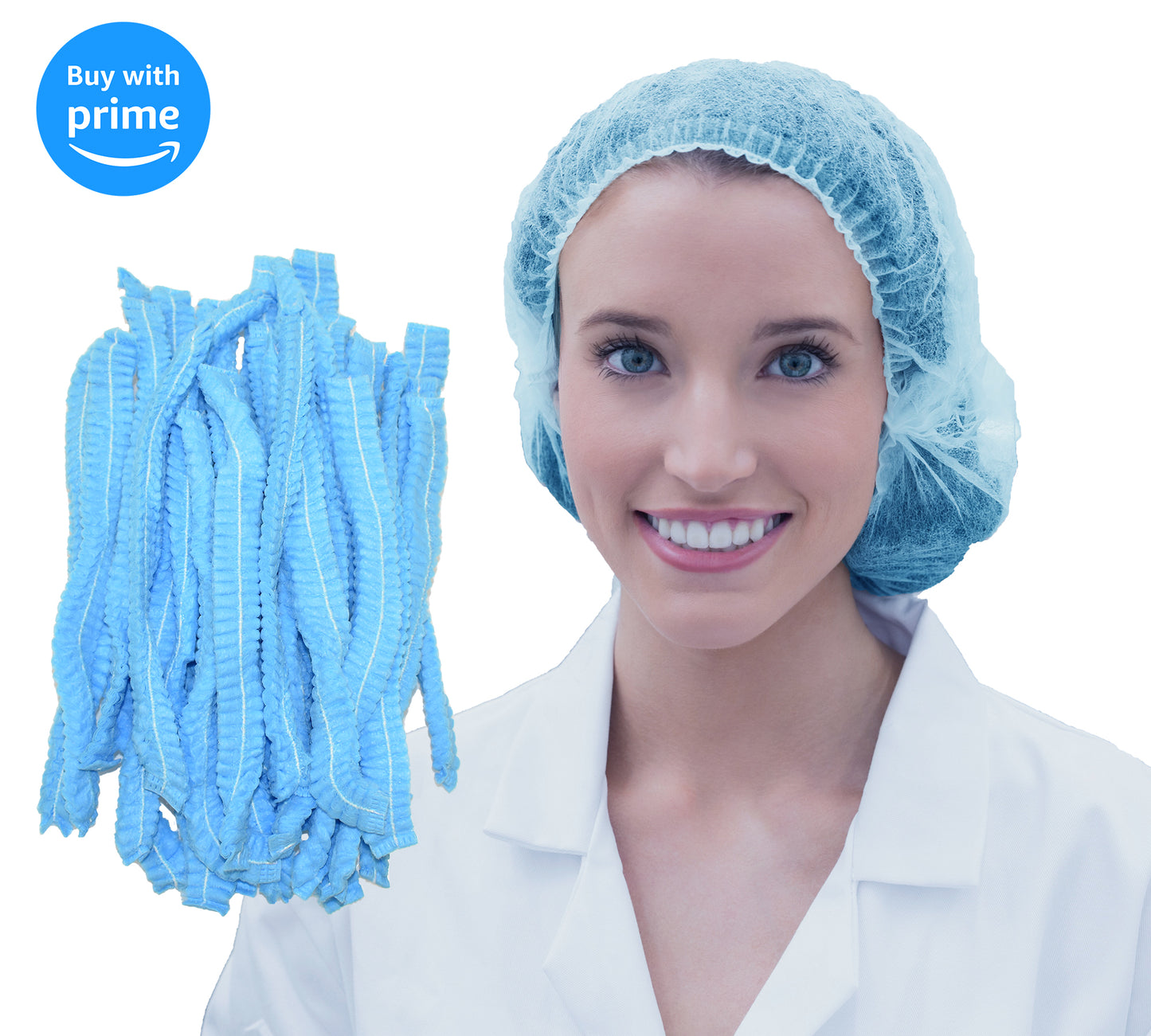 24" Disposable Bouffant Hair Nets, High Quality Breathable Material, Used in Food Service, Laboratories, Manufacturing, Beauty Salon - 100 Pieces