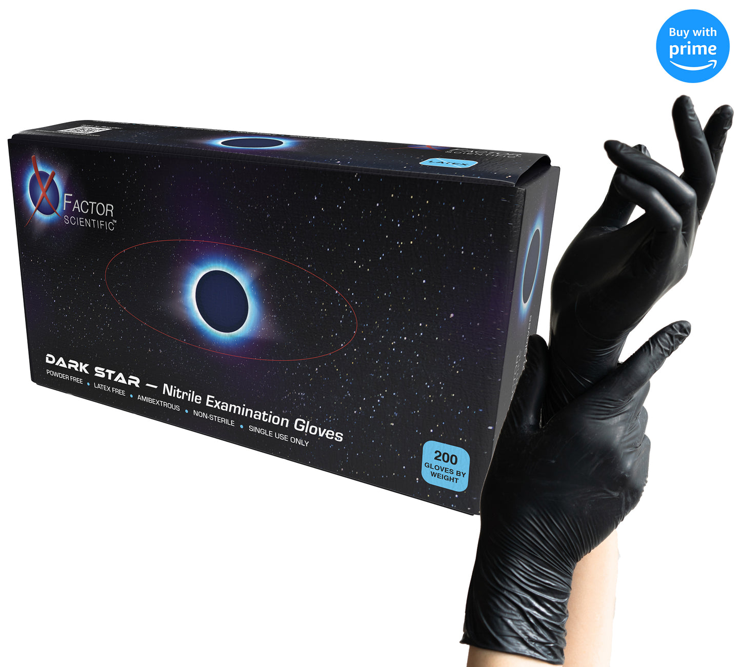 Dark Star Nitrile Examination Gloves -  Disposable, Latex and Powder Free, Black Medical Glove, Exam Grade, Tattoo, Lab, Cleaning