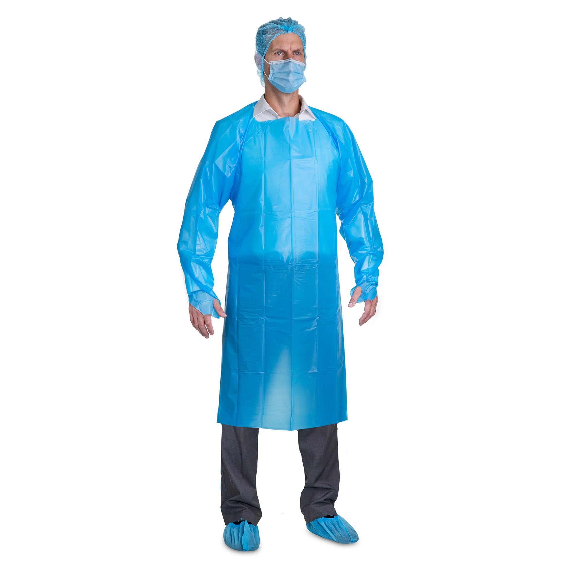 isolation gown with thumb loops