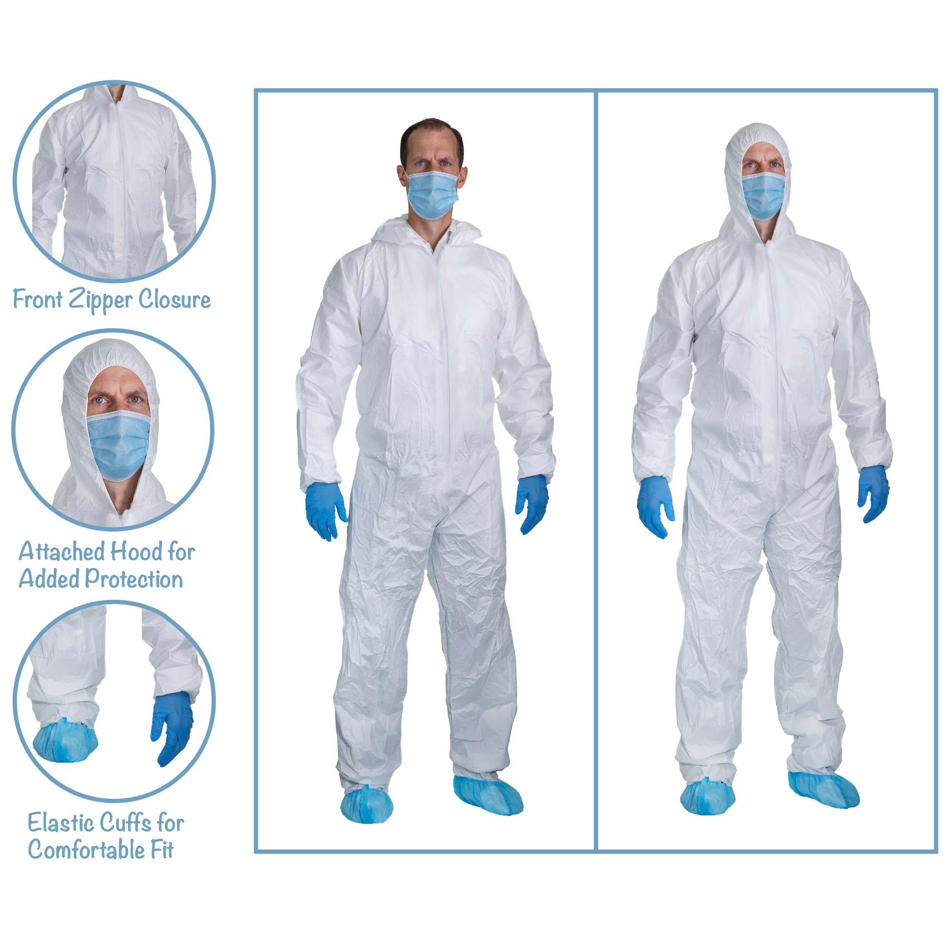 Microporous Protective Tyvek Coverall Suits Features