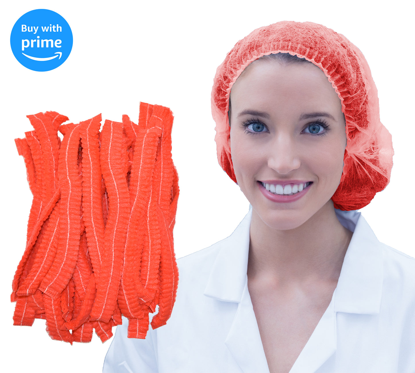 24" Disposable Bouffant Hair Nets, High Quality Breathable Material, Used in Food Service, Laboratories, Manufacturing, Beauty Salon - 100 Pieces