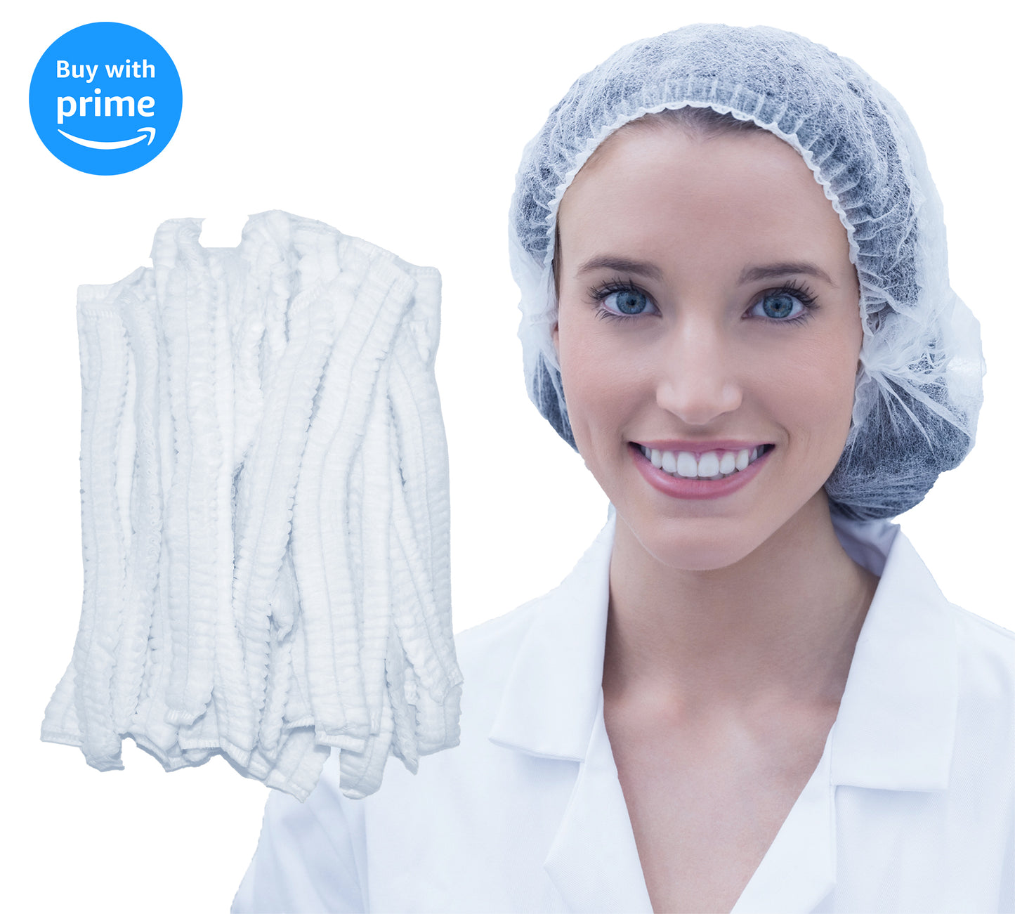 24" Disposable Bouffant Hair Nets, High Quality Breathable Material, Used in Food Service, Laboratories, Manufacturing, Beauty Salon - 100 Pieces